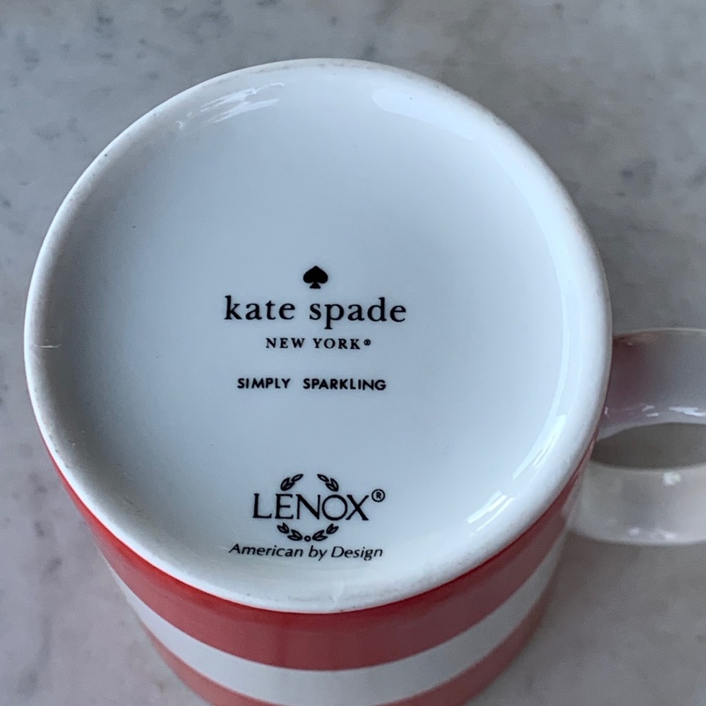 KATE SPADE NEW YORK BE DAZZLING MUG CUP LENOX RED STRIPE NEW - Picture 7 of 7